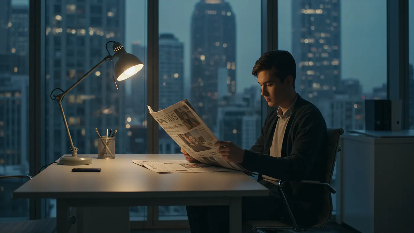 person reading a newspaper