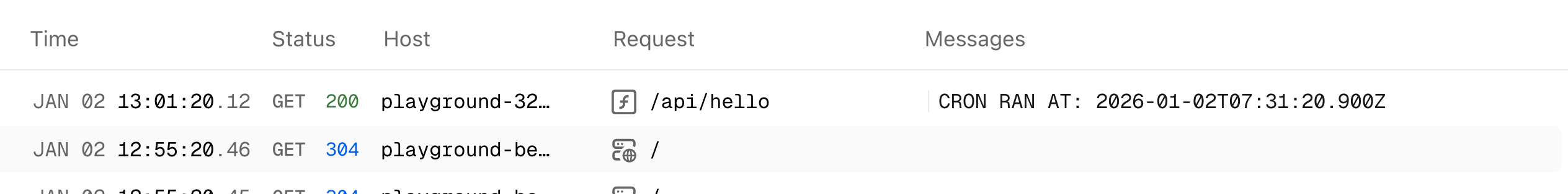 logs from vercel scheduler